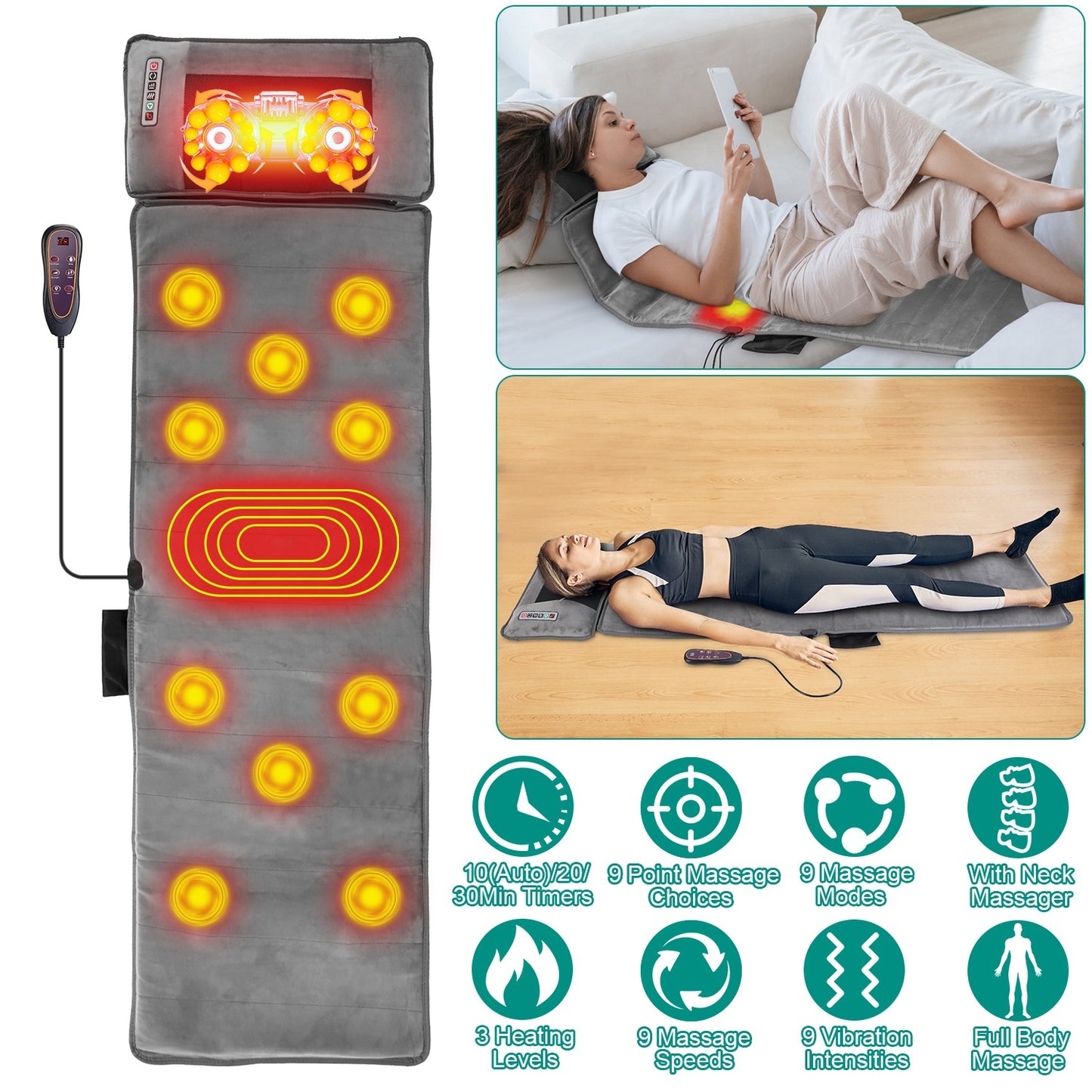 Body Massage Mat for Pain Relief with 10 massager points