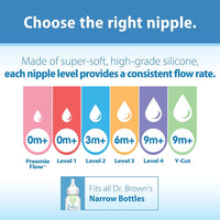 Dr. Brown's Level 3 Narrow Silicone Nipple - 6 Pack