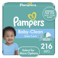 Pampers Baby Wipes Fragrance Free 3X Pop-Top Pack, 216 Count