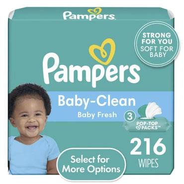 Pampers Baby Wipes Fragrance Free 3X Pop-Top Pack, 216 Count