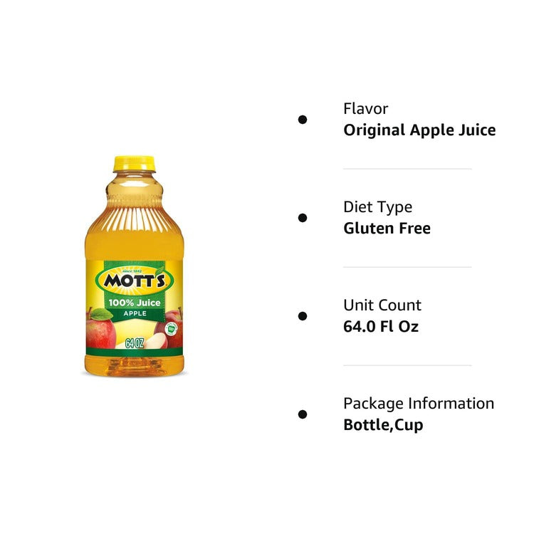 Mott's 100% Original Apple Juice, 64 fl oz bottle