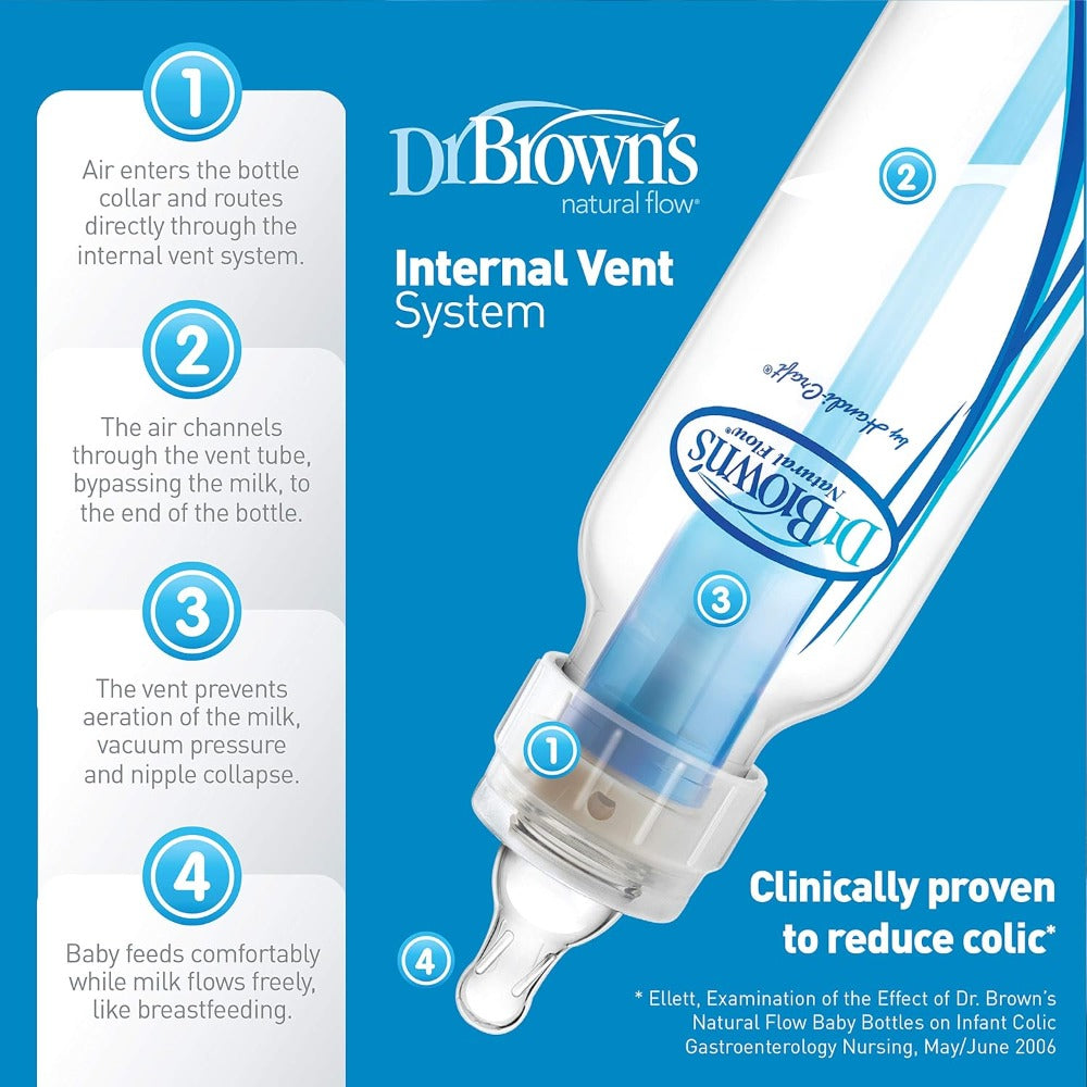 Dr. Brown's Anti-Colic Baby Bottle - 8oz (4-Pack)