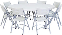 Gnomiya Round Folding Table 4FT Heavy Duty HDPE-48in