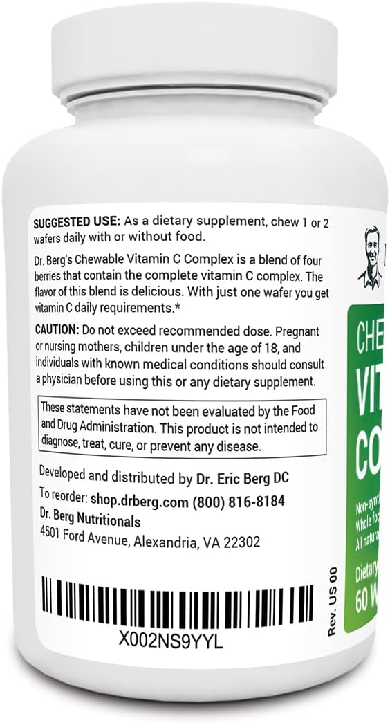 Dr. Berg's Natural Vitamin C Complex (60 Chewable Tablets) - 100% Non-GMO