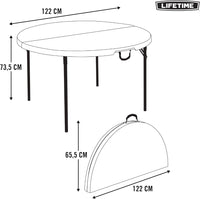 Fold-in-Half Round Commercial Grade Table Lifetime Products White Granite 48"