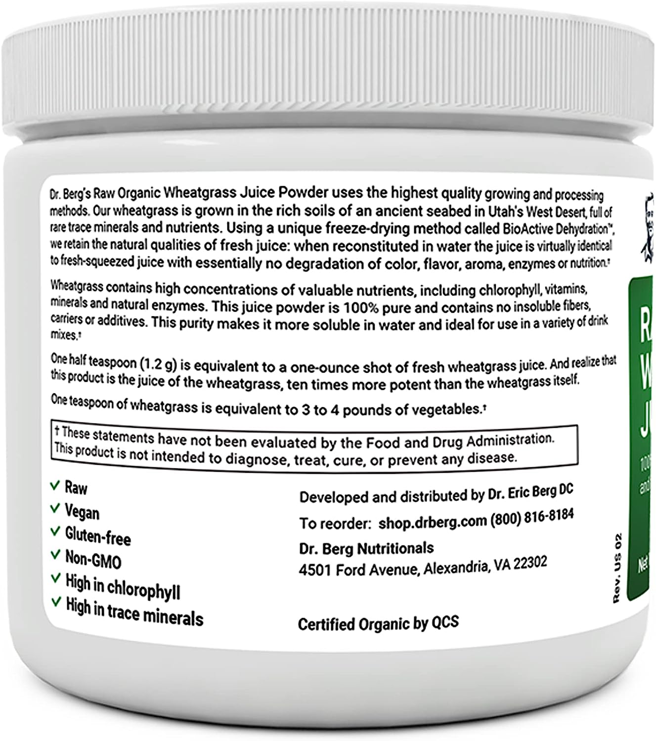 Dr. Berg Organic Wheatgrass Powder - 60 Servings