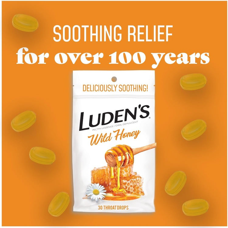 Luden's Wild Honey Flavor Deliciously Soothing Throat Drops 30 Count