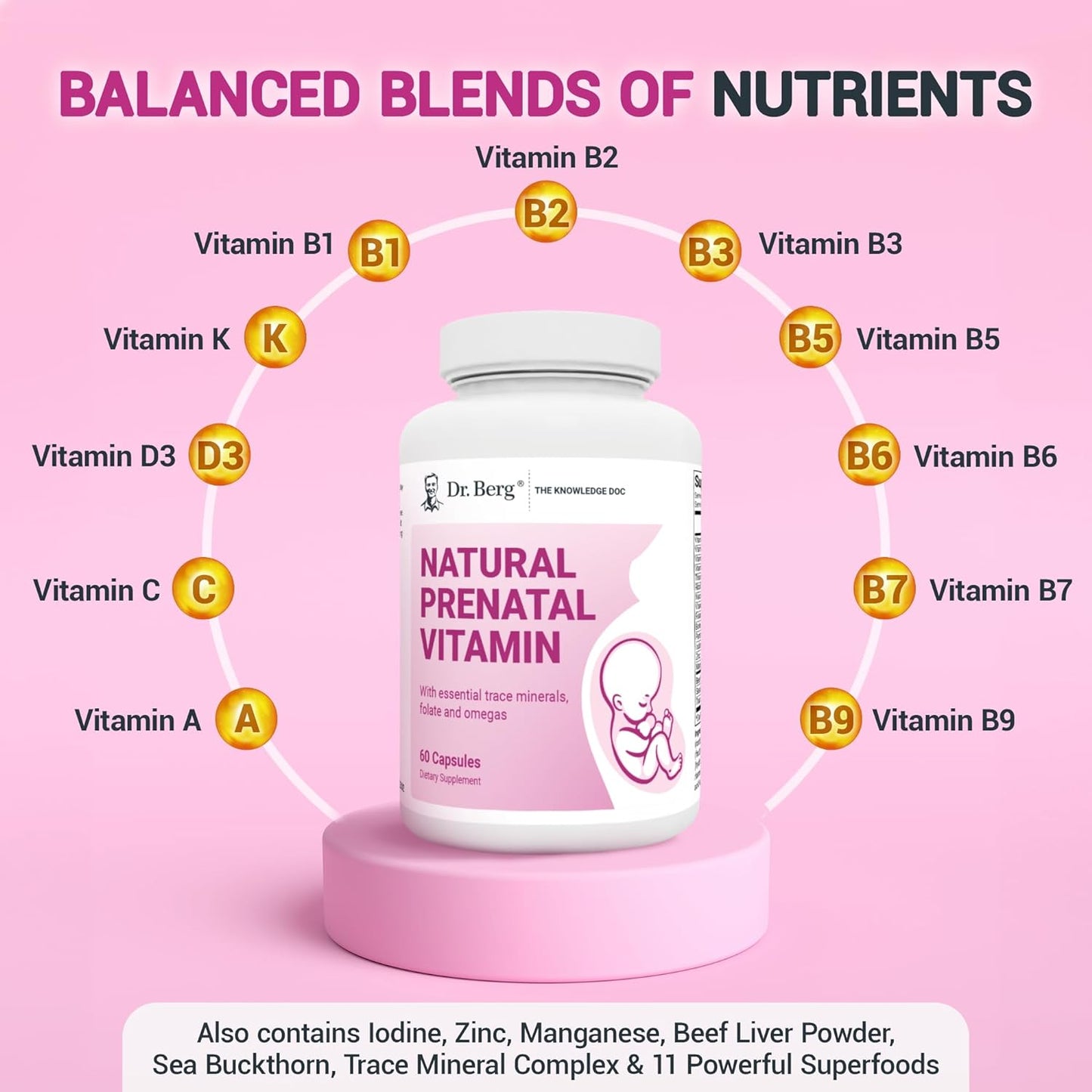 Dr. Berg Natural Prenatal MultiVitamins for Women - 60 Capsules