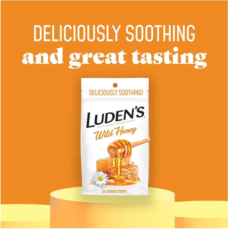 Luden's Wild Honey Flavor Deliciously Soothing Throat Drops 30 Count