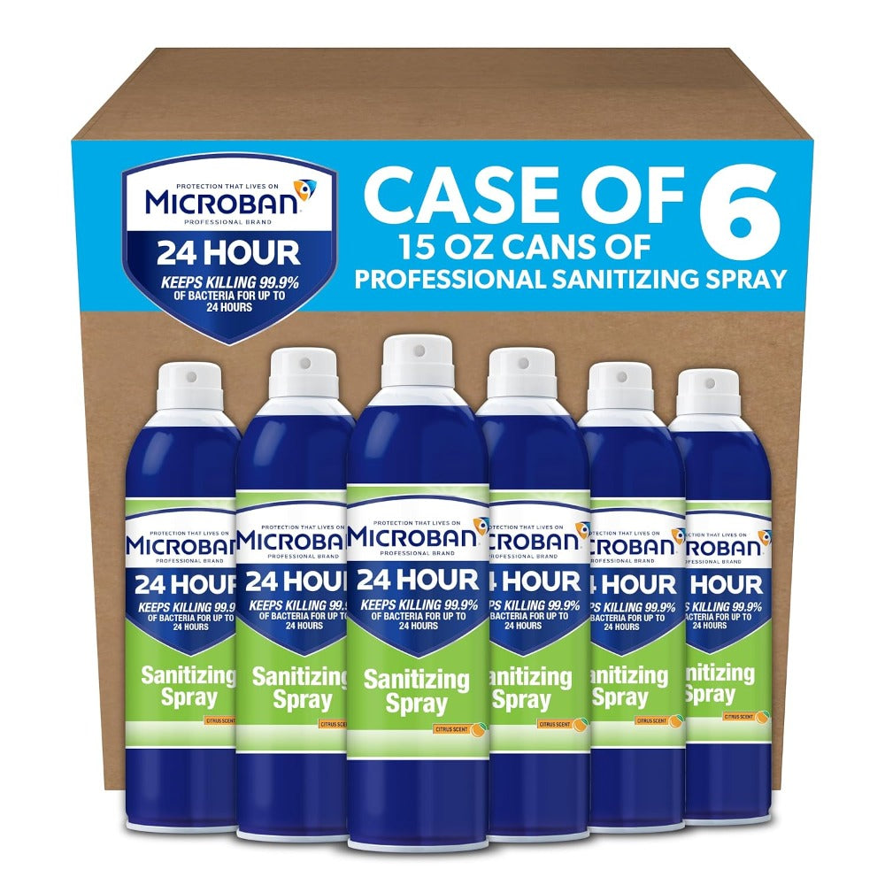 P&G Microban 24 Aerosol Disinfectant Spray, Citrus Scent, 15 fl oz (6 Pack)