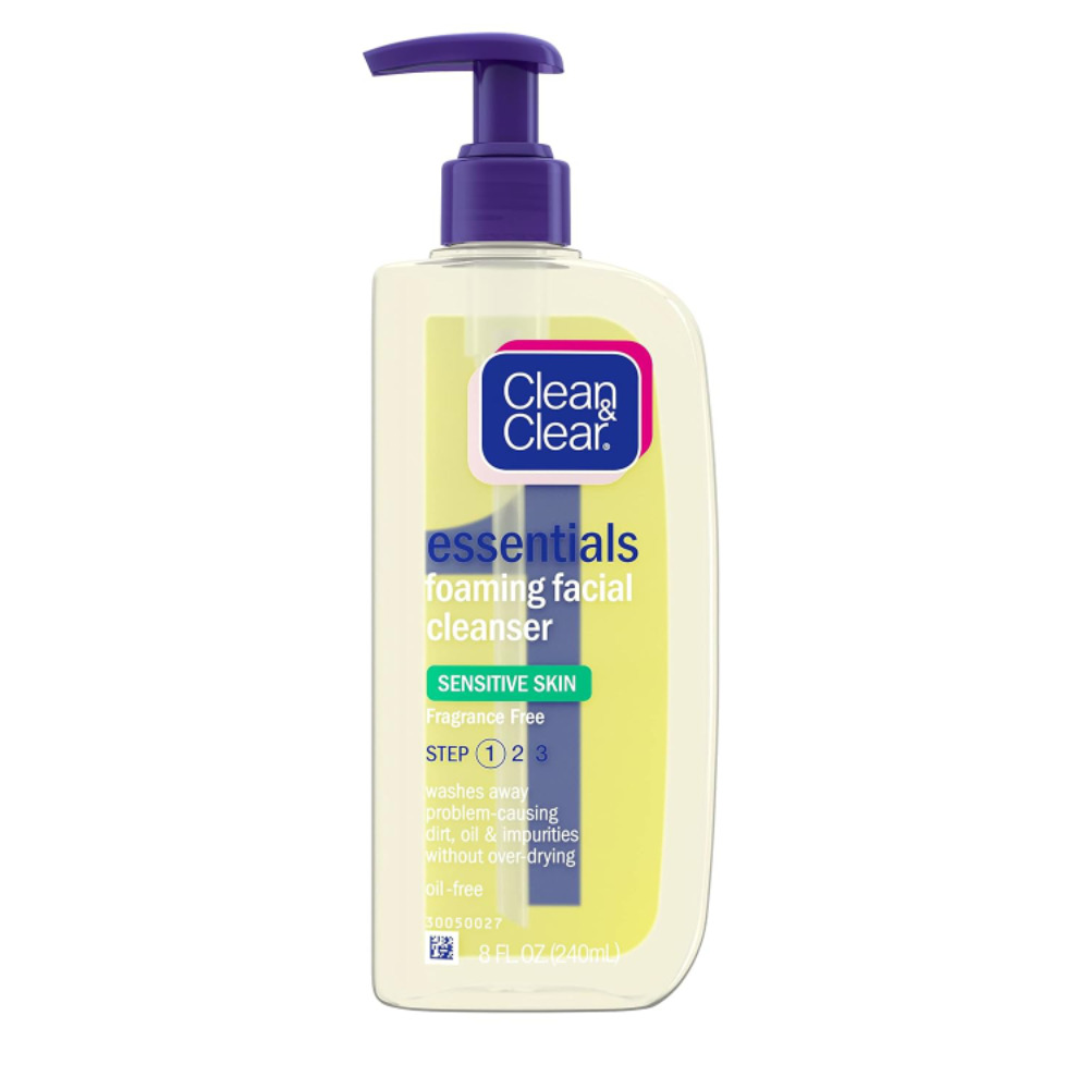 Clean & Clear Essentials Foaming Facial Cleanser for Sensitive Skin-8 oz