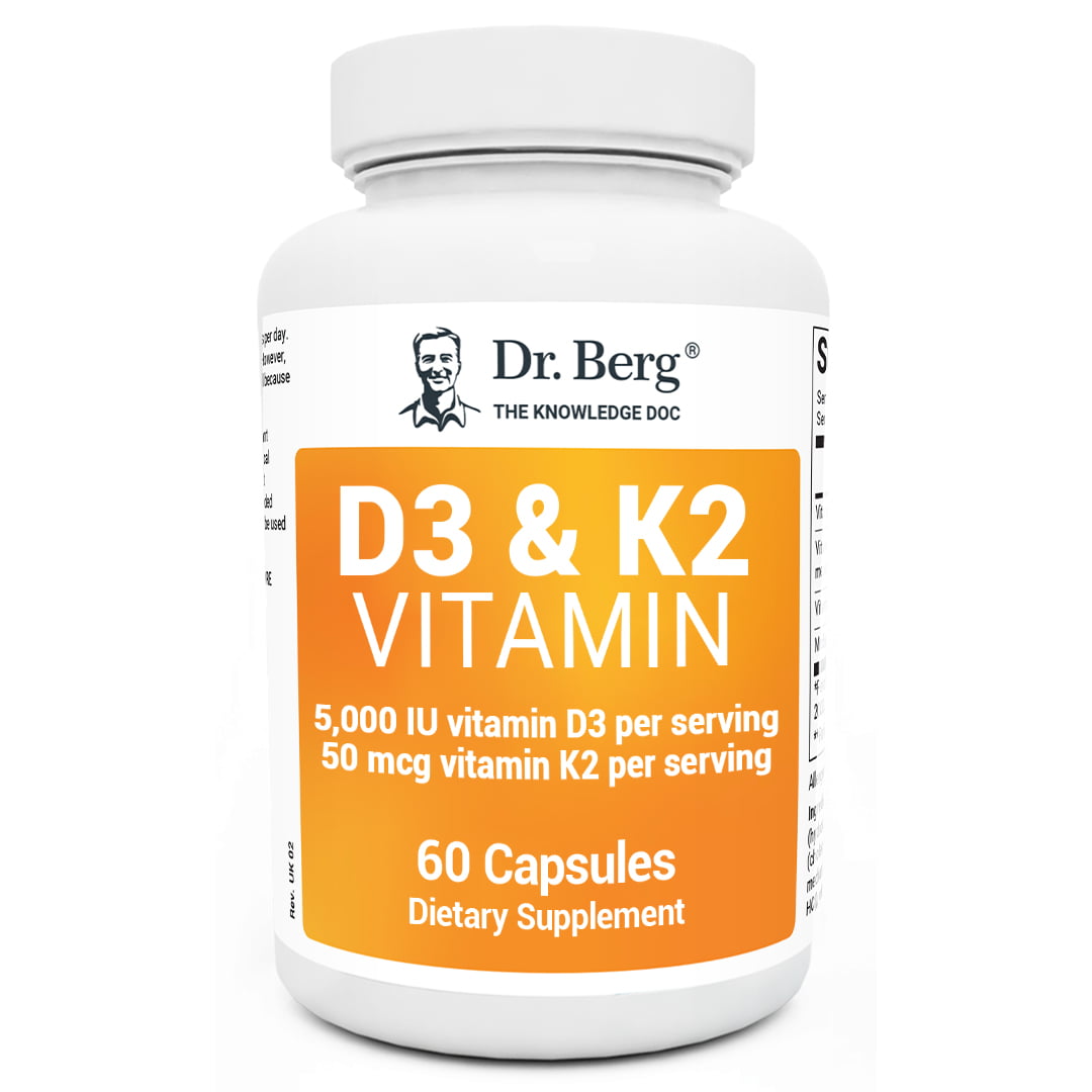 Dr. Berg D3 K2 Vitamin 5000 IU with Zinc, Magnesium & Bile Salts, 60 Caps