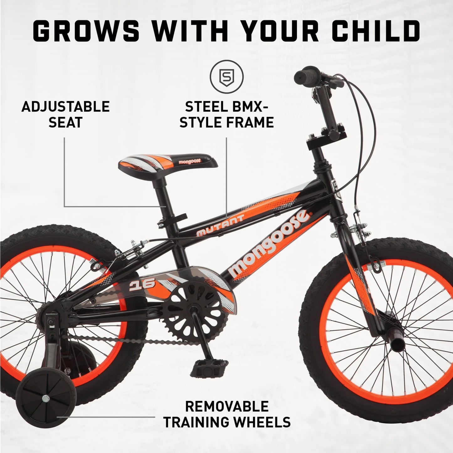 Mutant BMX kids Bike, 16 inch wheels for Age 3+