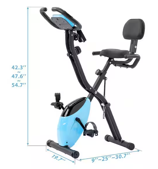 Folding Exercise Bike 10-Level Adjustable Resistance-Light Blue