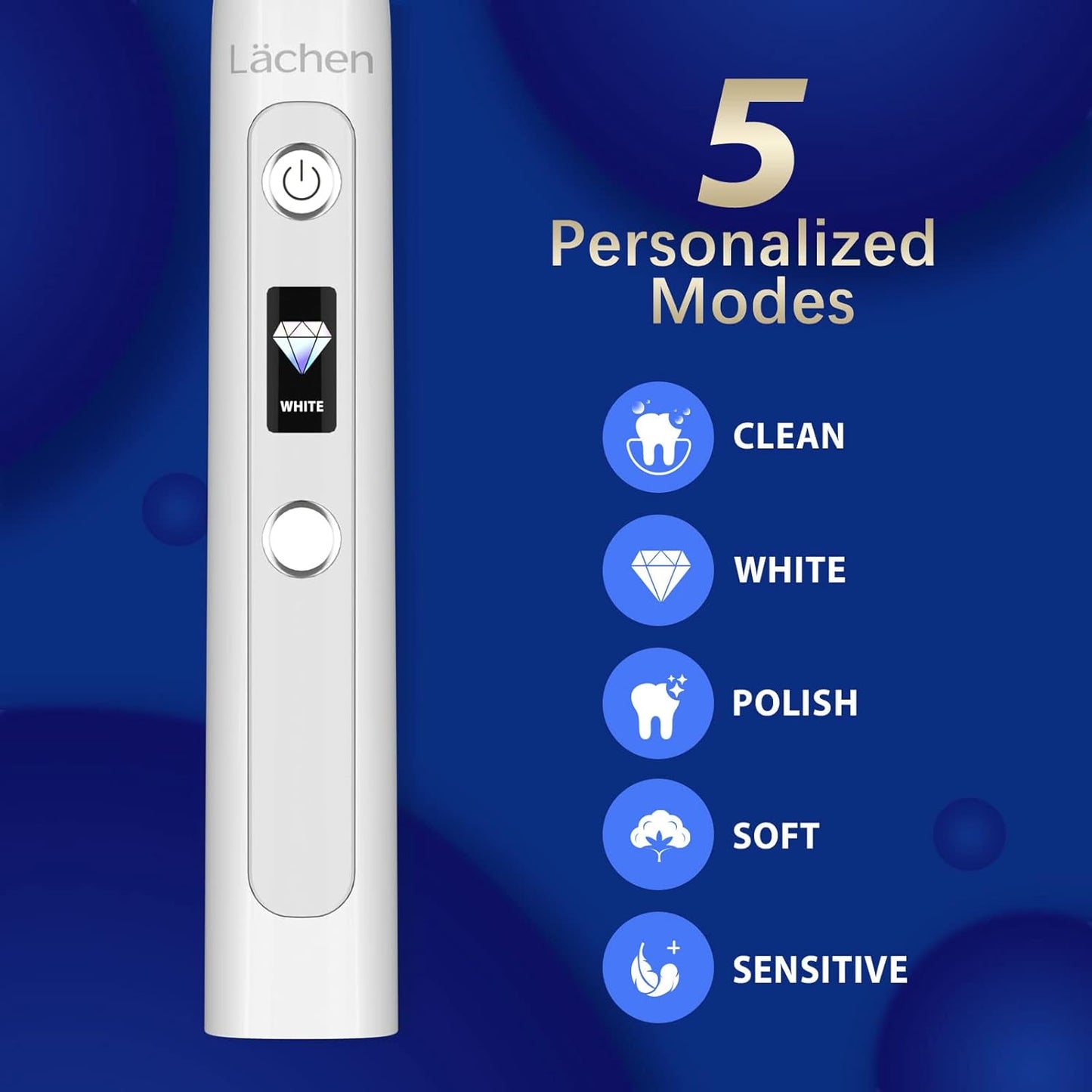 Electro-Sonic Toothbrush with 5 Cleaning Functions, LCD Display, and 4 Replacement Heads