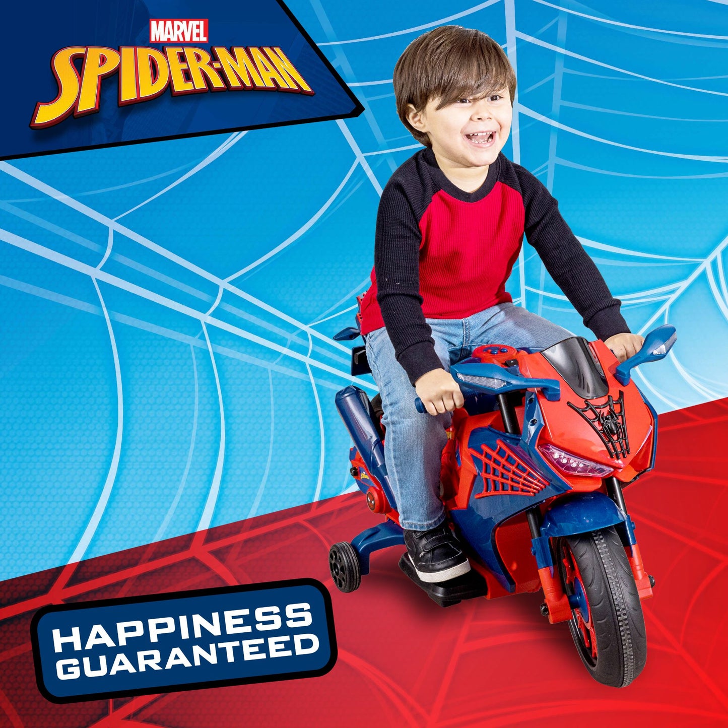 Spider-Man Ride-On Motorcycle with Realistic Lights and Sound, for kids Age 3+