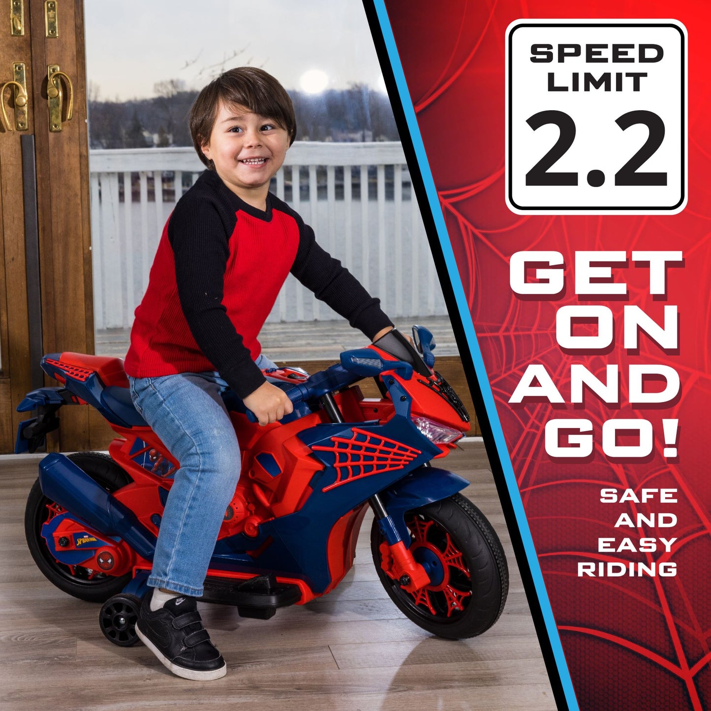 Spider-Man Ride-On Motorcycle with Realistic Lights and Sound, for kids Age 3+