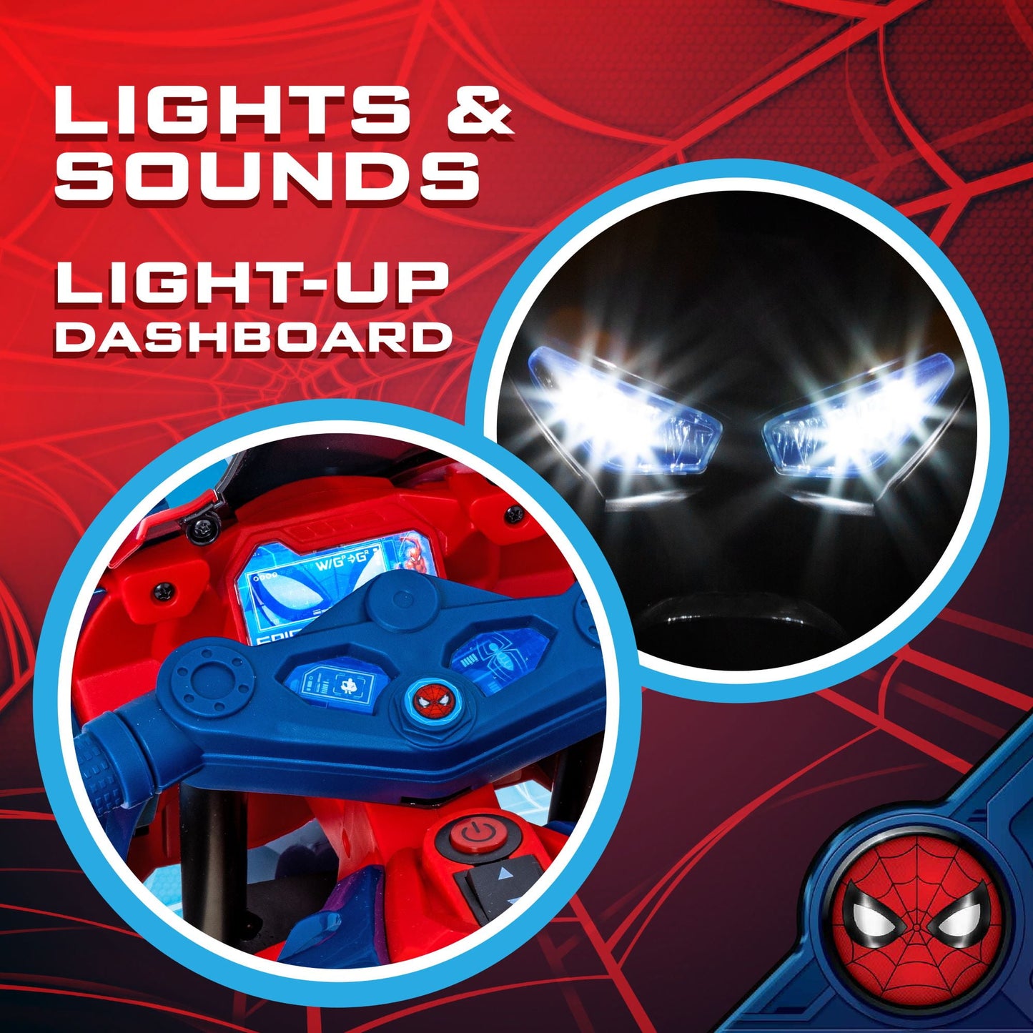 Spider-Man Ride-On Motorcycle with Realistic Lights and Sound, for kids Age 3+