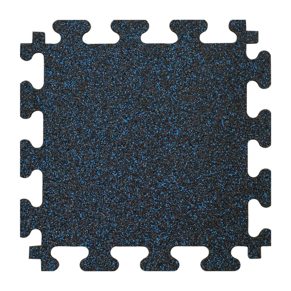 Thick Rubber Gym Flooring Tiles Black 18 in.