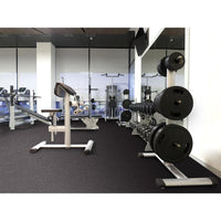 Thick Rubber Gym Flooring Tiles Black 18 in.