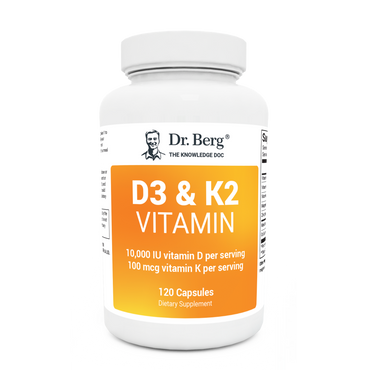 Dr. Berg Vitamin D3 & K2 Supplement (10,000 IU), 120 Capsules