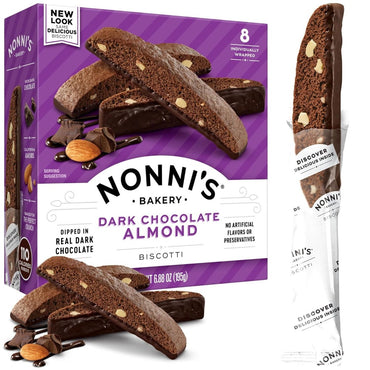 Nonni's Dark Chocolate Almond Biscotti Italian Cookies 6.88 oz Pack of 1