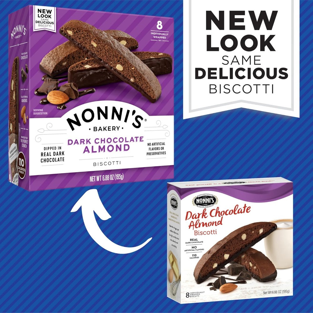 Nonni's Dark Chocolate Almond Biscotti Italian Cookies 6.88 oz Pack of 1