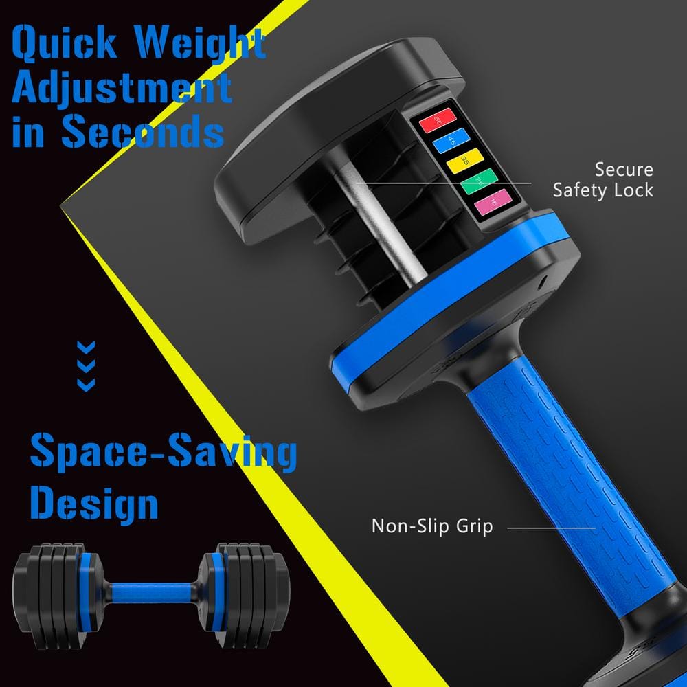 Adjustable Single Dumbell with Tray-55 lb