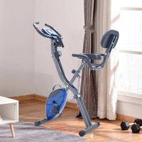 Folding Exercise Bike with 10-Level Adjustable Resistance-Blue