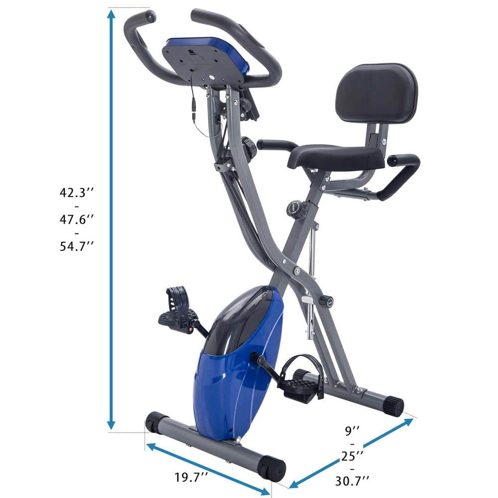 Folding Exercise Bike with 10-Level Adjustable Resistance-Blue