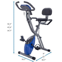 Folding Exercise Bike with 10-Level Adjustable Resistance-Blue