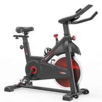 Indoor Steel Cycling Exercise Bike with Comfortable Cusion, LCD Display and Hand Pulse Black Red