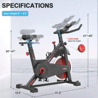 Indoor Steel Cycling Exercise Bike with Comfortable Cusion, LCD Display and Hand Pulse Black Red