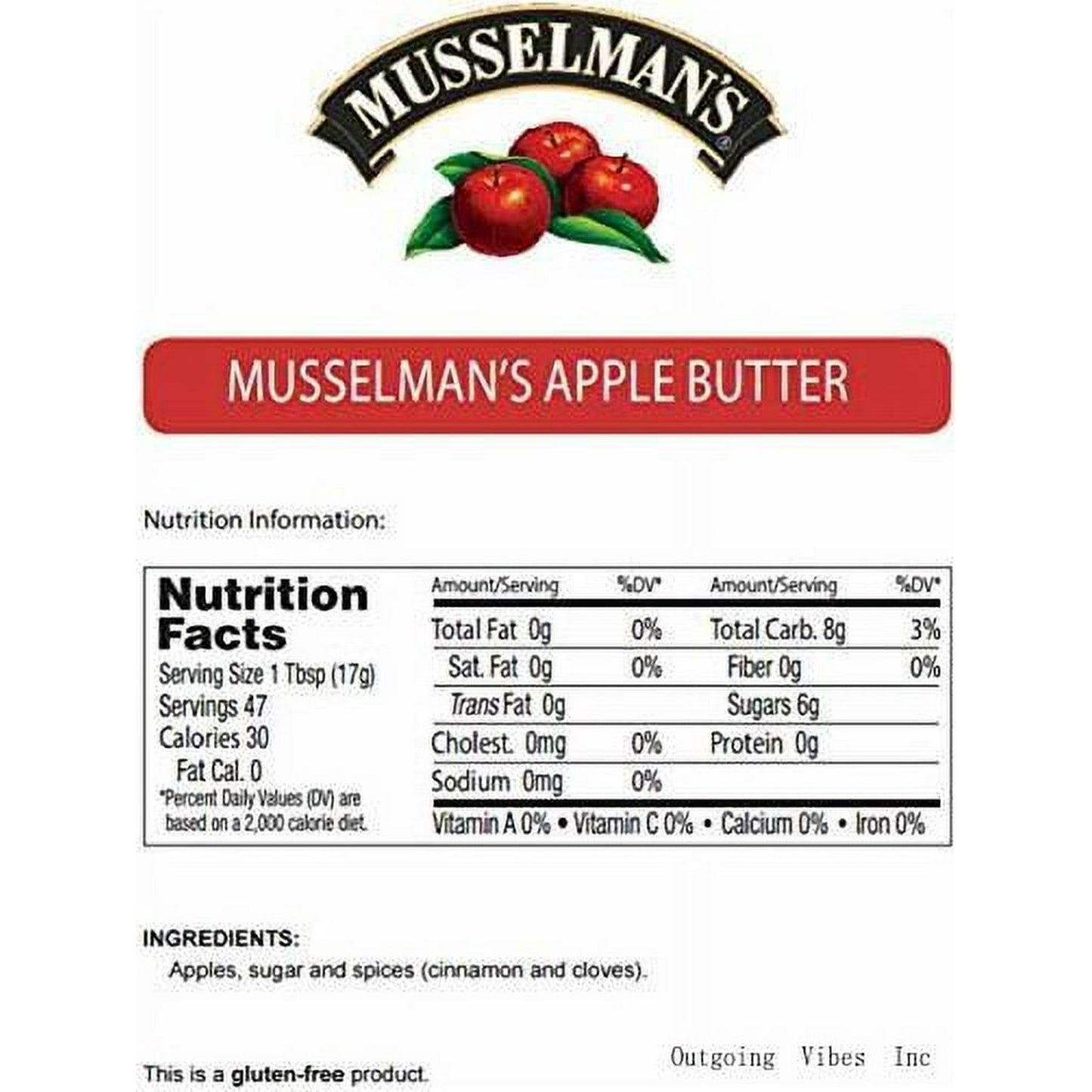 Musselmans Apple Butter 17 oz Jars (Pack of 3)