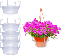 Plastic Hanging Basket Drip Pans – 5-Pack Clear Round Saucers (9” Base, 12” Top)