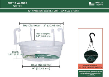 Plastic Hanging Basket Drip Pans – 5-Pack Clear Round Saucers (9” Base, 12” Top)