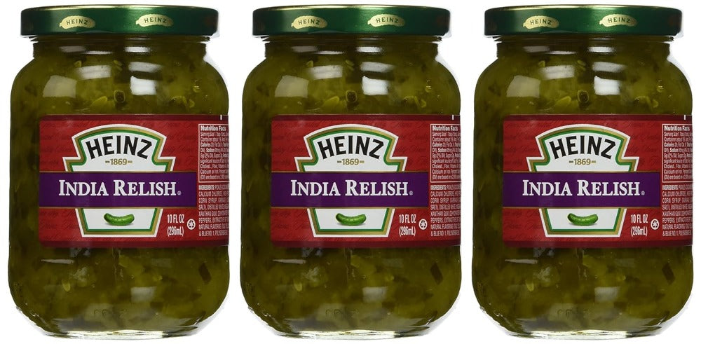 Heinz India Relish Crunchy and Flavorful 10 Oz Glass Jar (Pack of 3)