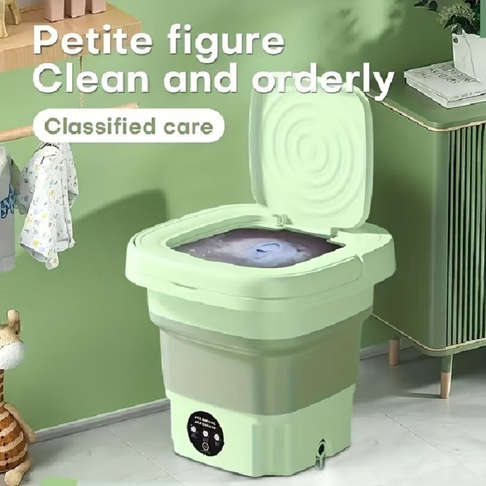 Mini Washing Machine with Large Capacity and Compact Green Design