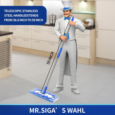 MR.SIGA Professional Microfiber Mop - 3 Reusable Refills & Dirt Removal Scrubber