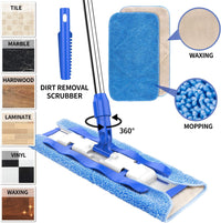 MR.SIGA Professional Microfiber Mop - 3 Reusable Refills & Dirt Removal Scrubber