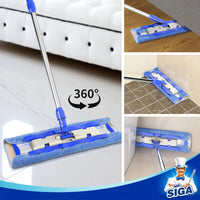 MR.SIGA Professional Microfiber Mop - 3 Reusable Refills & Dirt Removal Scrubber