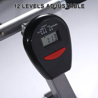 Rower Ergometer Fitness Machine 12 Levels of Adjustable Resistance and Digital Monitor