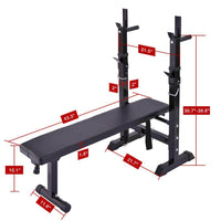 Bench Adjustable Folding and Multifunctional with Squat Rack, Black