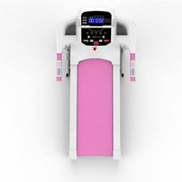 Foldable Electric Treadmill with LCD Display and Phone Slot Pink and White