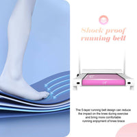 Foldable Electric Treadmill with LCD Display and Phone Slot Pink and White