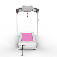 Foldable Electric Treadmill with LCD Display and Phone Slot Pink and White