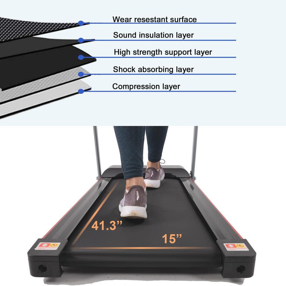 Foldable Electric Treadmill: Safety Key, LCD Display & Phone Holder 2.5 HP Black