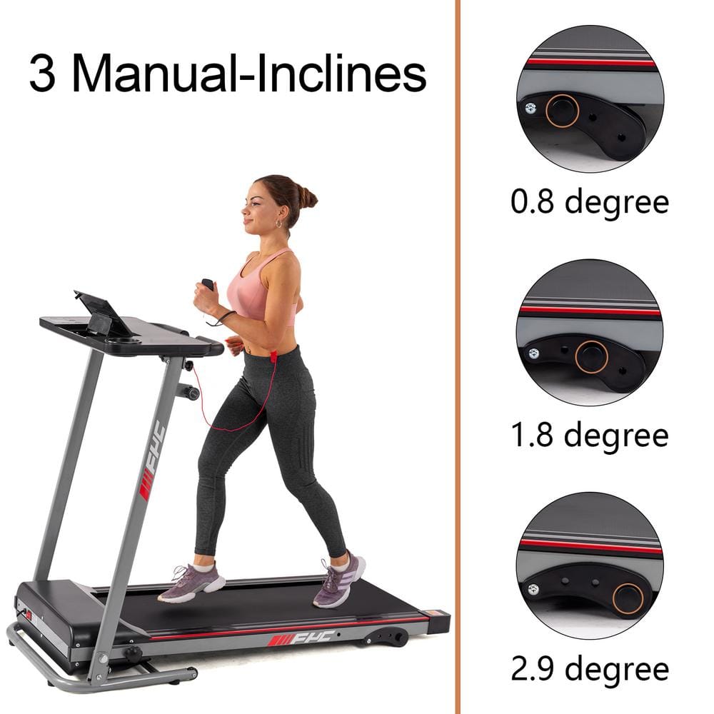 Foldable Electric Treadmill: Safety Key, LCD Display & Phone Holder 2.5 HP Black