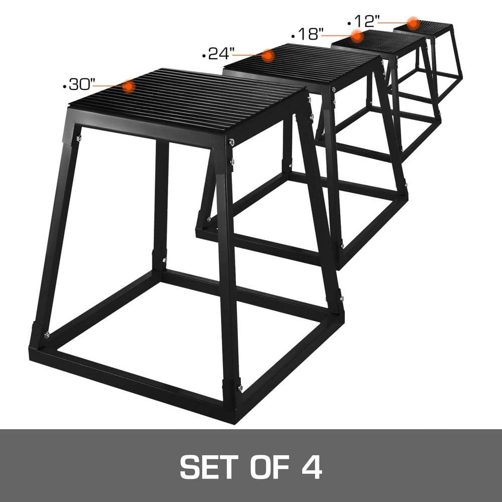 VEVOR Plyometric Box Set 1 Workout Step Platform 4 Pcs Black